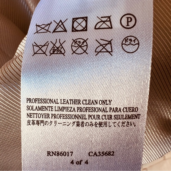 Bebe Genuine Leather Utility Jacket Cream Beige Zip Front NWT Size S - Picture 8 of 12